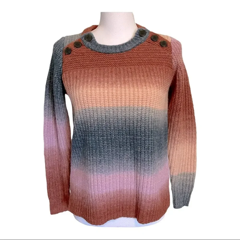 Madewell Space-Dyed Button-Shoulder Pullover Striped Sweater XS NWT